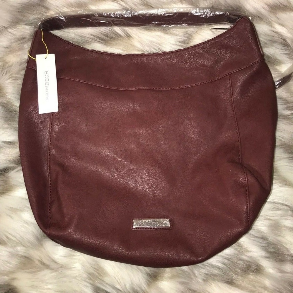 BCBGeneration Burgundy Vegan Boho Tote Purse Bag